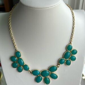 CHARMING CHARLIE necklace with green stones, gold tone, measuring 16 in …